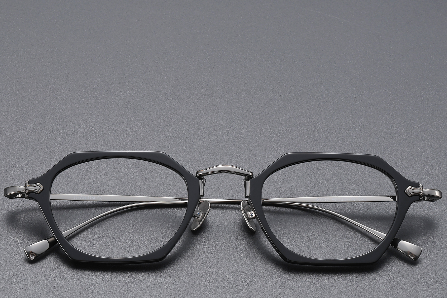 Geometric Black Titanium Glasses #BS1913-0435