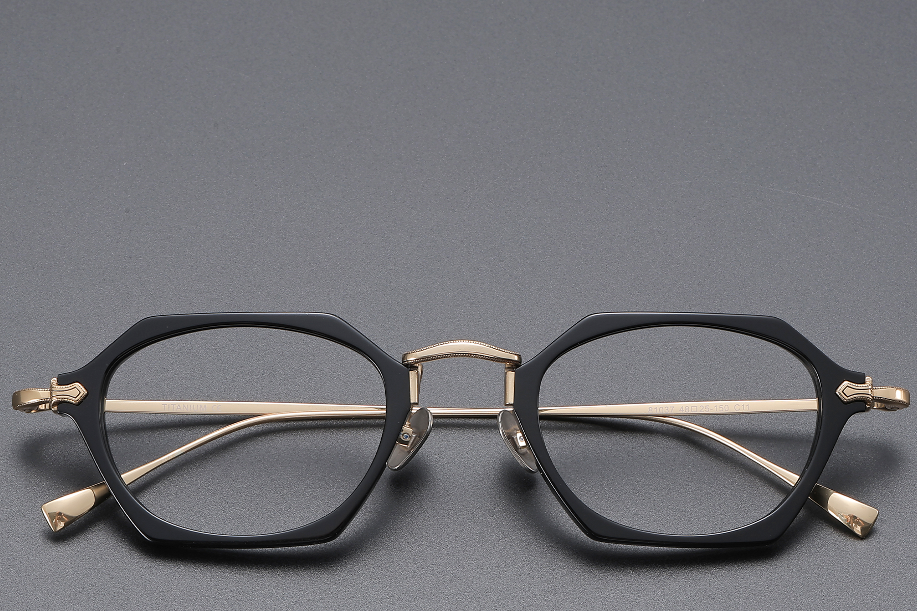 Geometric Black Titanium Glasses #BS1913-0436