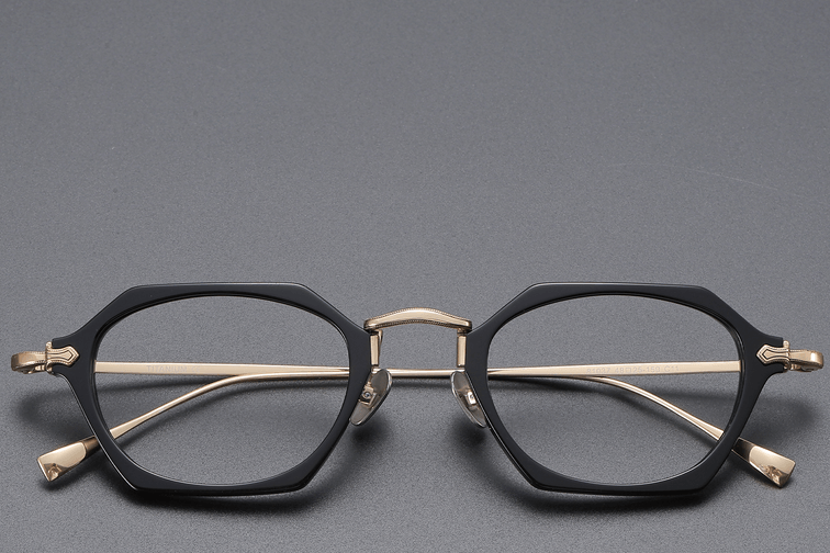 Occhiali geometrici in titanio nero #BS1913-0436