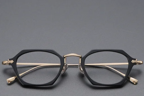 Lunettes géométriques en titane noir #BS1913-0436