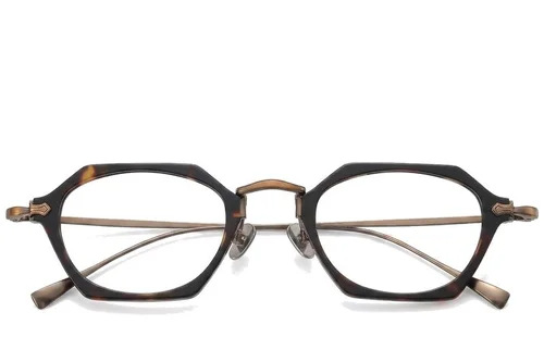 Lunettes géométriques en titane à motif écaille de tortue #BS1913-0437