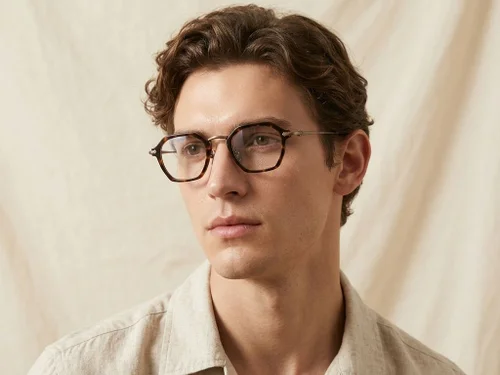 Lunettes géométriques en titane à motif écaille de tortue #BS1913-0437