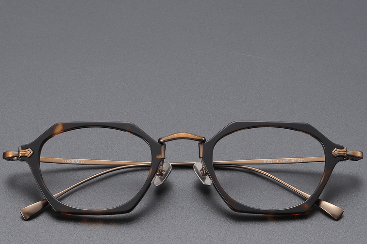 Lunettes géométriques en titane à motif écaille de tortue #BS1913-0437