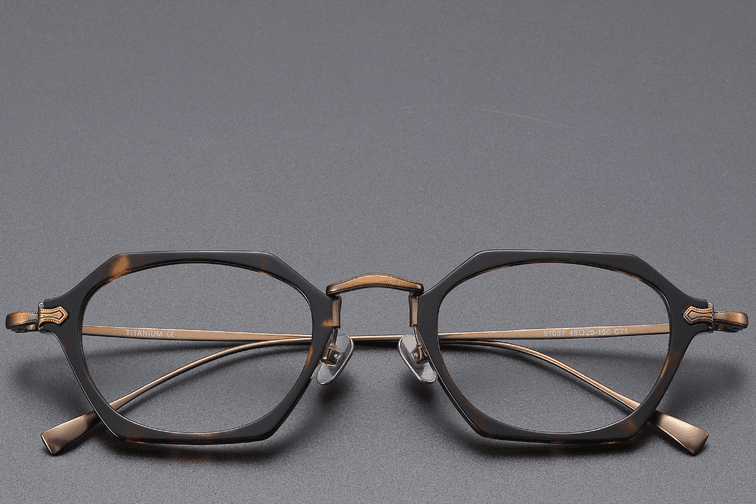 Geometric Tortoiseshell Titanium Glasses #BS1913-0437