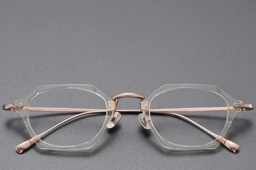 Lunettes géométriques en titane jaune #BS1913-0438