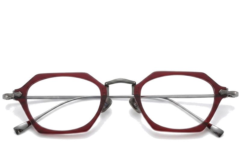 Gafas geométricas de titanio rojo #BS1913-0439