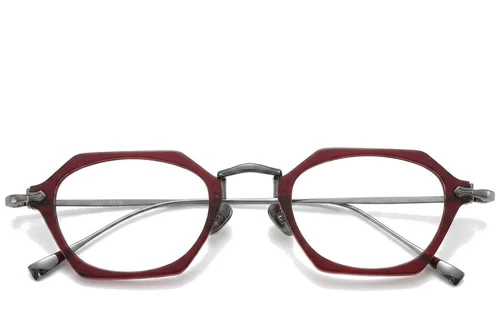 Lunettes géométriques en titane rouge #BS1913-0439