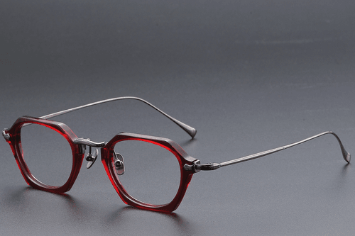 Lunettes géométriques en titane rouge #BS1913-0439