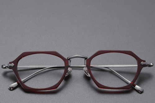 Lunettes géométriques en titane rouge #BS1913-0439