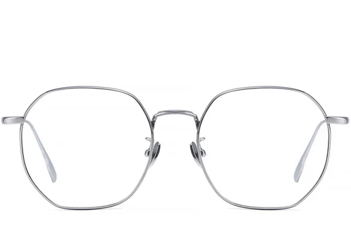 Lunettes géométriques en titane argenté #BS1913-0446