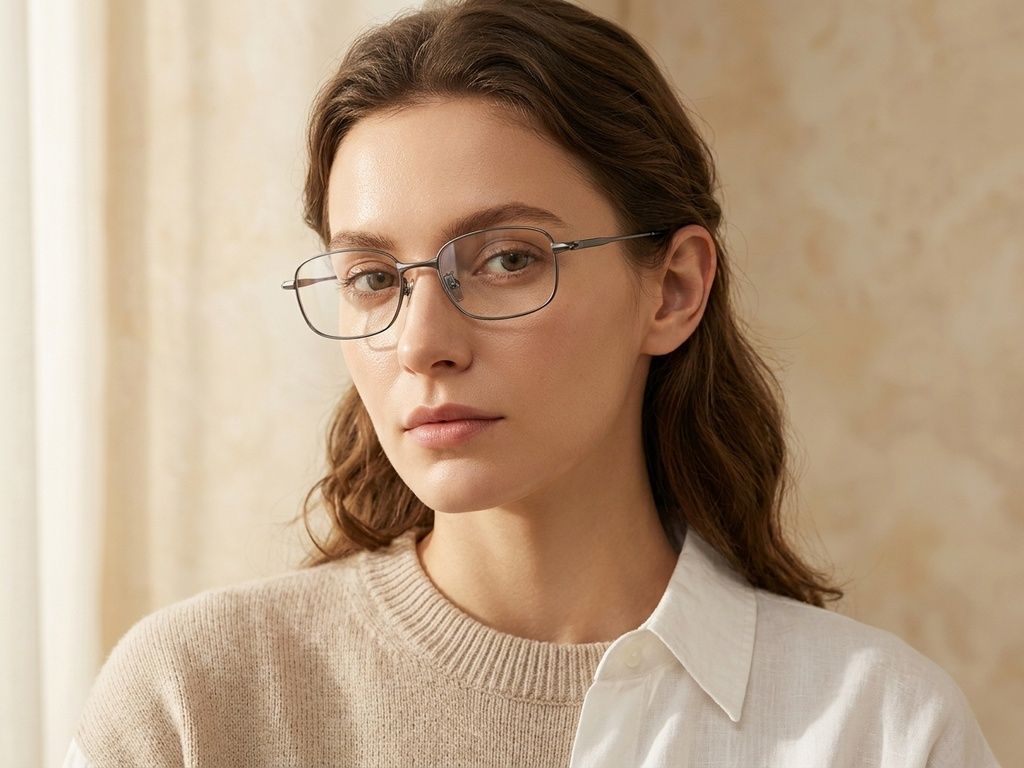 Rectangular Gray Titanium Glasses #BS1913-0448