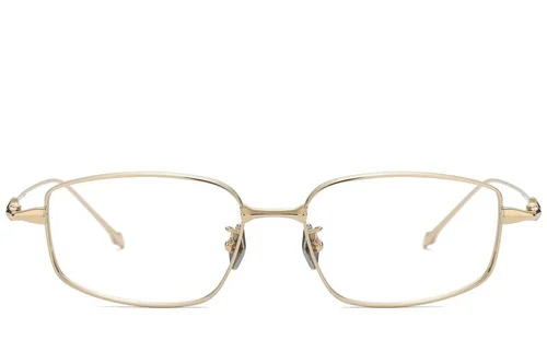 Lunettes rectangulaires en titane doré #BS1913-0449