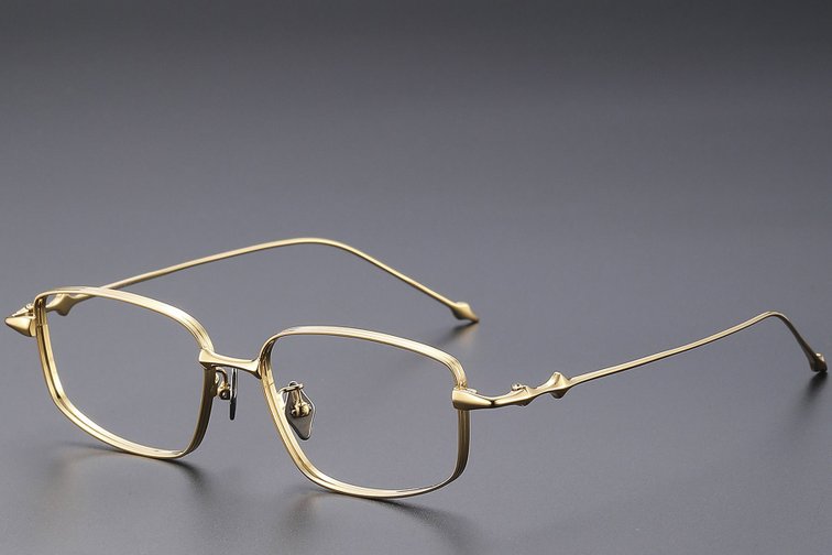 Rectangular Golden Titanium Glasses #BS1913-0449