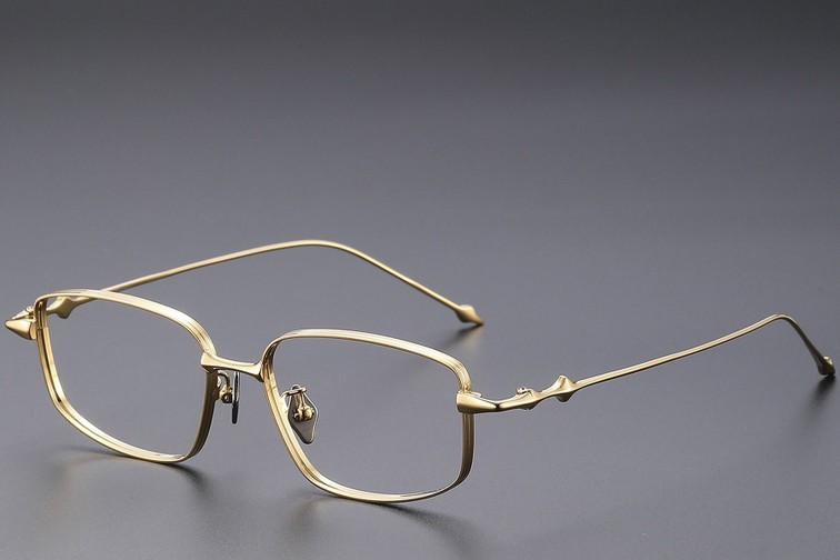 Lunettes rectangulaires en titane doré #BS1913-0449