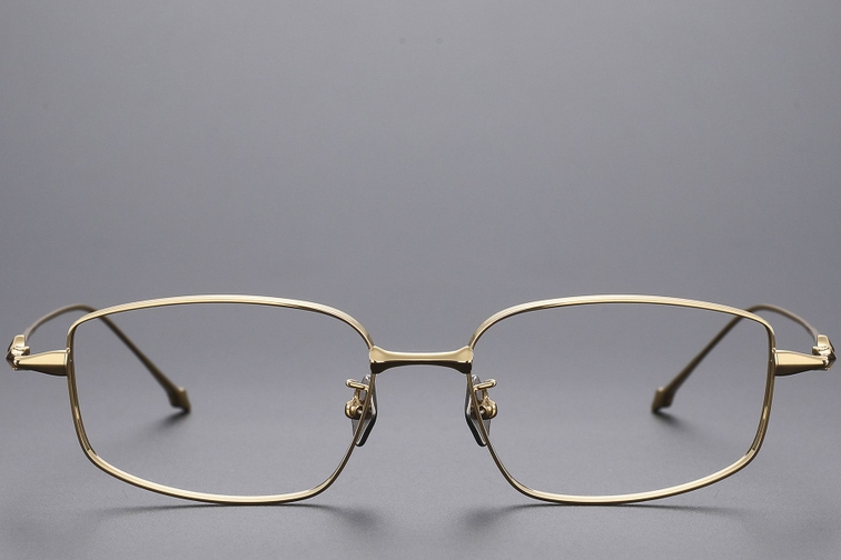 Occhiali rettangolari in titanio dorato #BS1913-0449