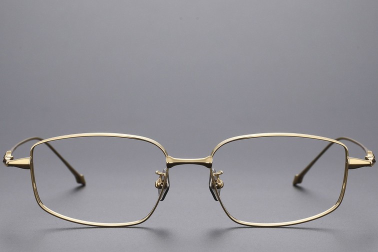 Lunettes rectangulaires en titane doré #BS1913-0449