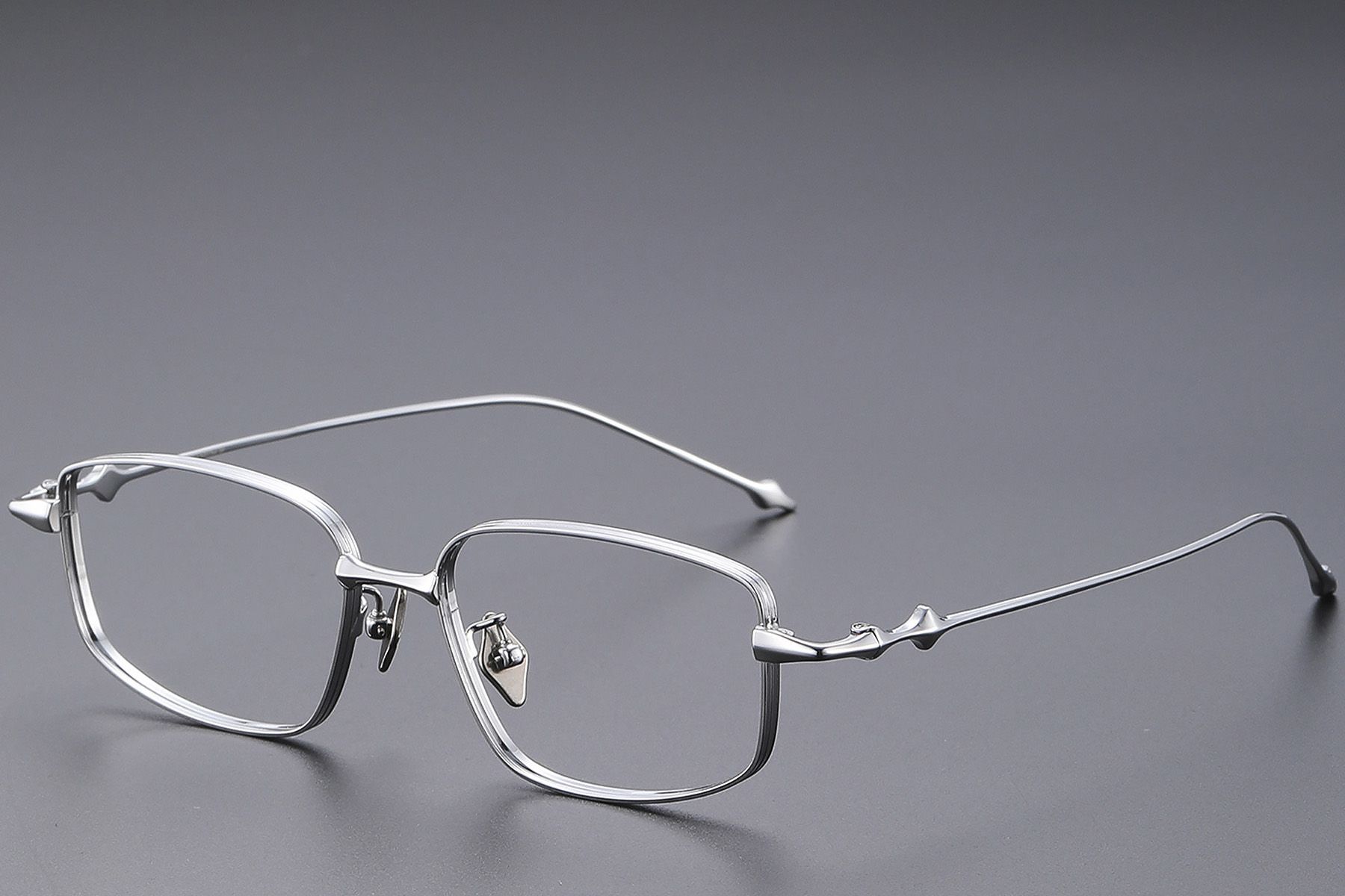 Rectangular Silver Titanium Glasses #BS1913-0450