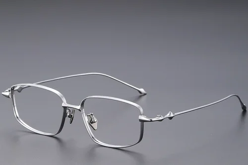 Lunettes rectangulaires en titane argenté #BS1913-0450