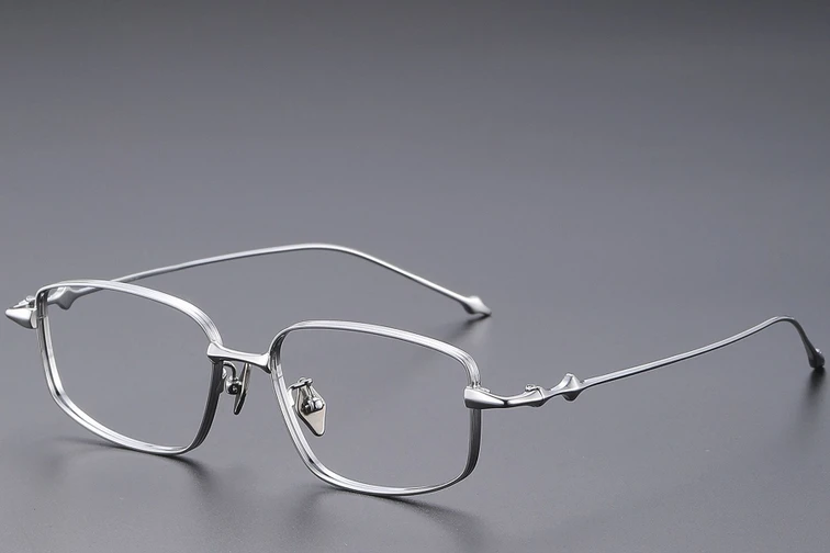 Rechteckige Titanbrille in Silber #BS1913-0450