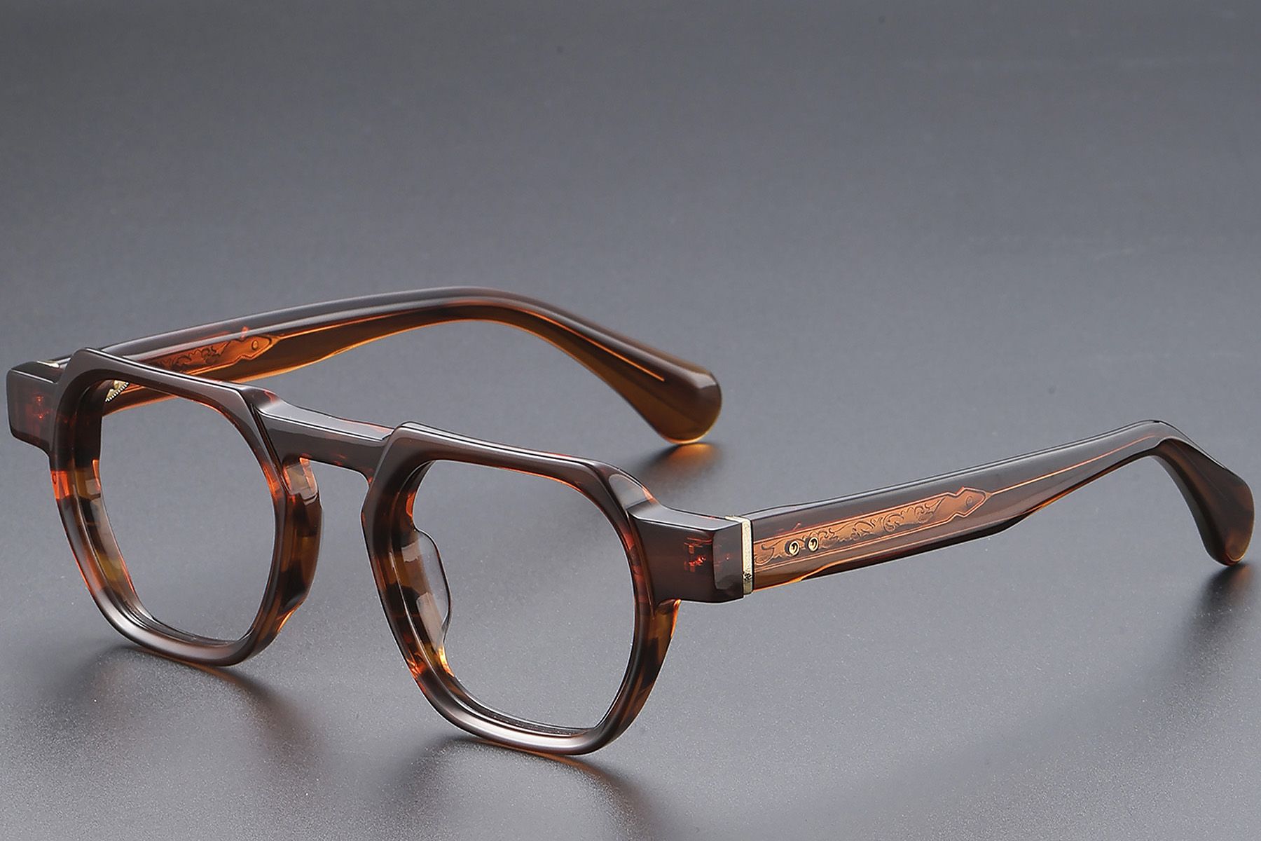 Lunettes en acétate à motif écaille de tortue géométrique #BS1913-0453