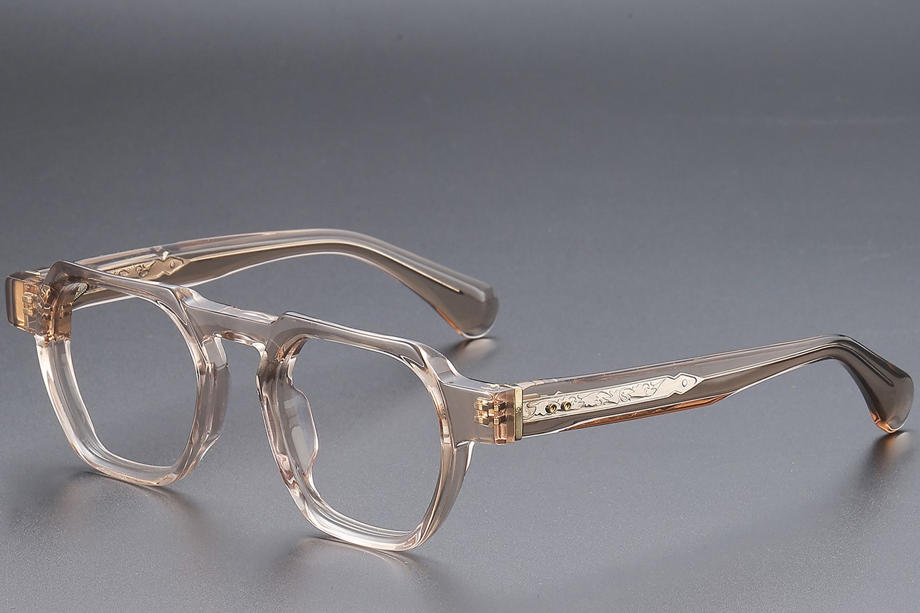 Geometric Brown Acetate Glasses #BS1913-0454