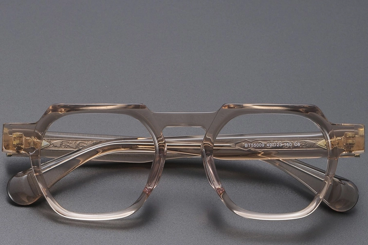 Geometric Brown Acetate Glasses #BS1913-0454
