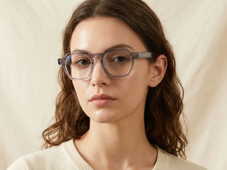 Geometric Gray Acetate Glasses #BS1913-0455