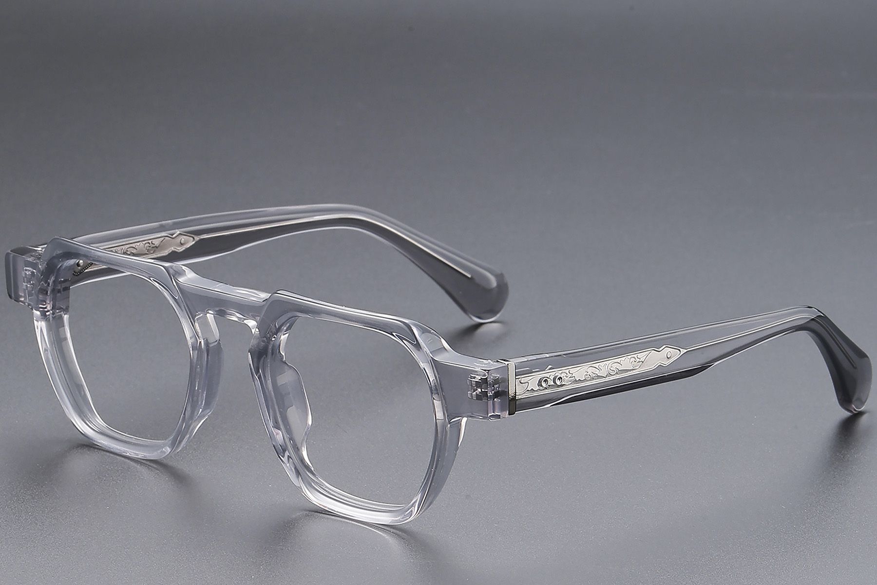Geometric Gray Acetate Glasses #BS1913-0455