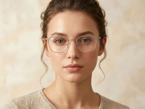 Lunettes ovales en titane blanc #BS1913-0457