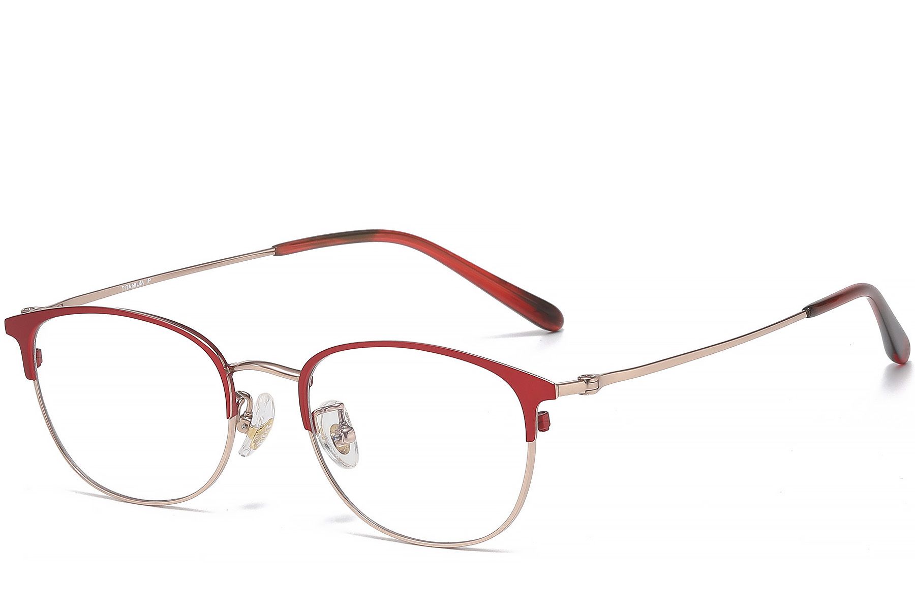 Lunettes ovales en titane rouge #BS1913-0460