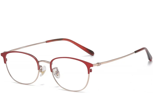 Oval Red Titanium Glasses #BS1913-0460