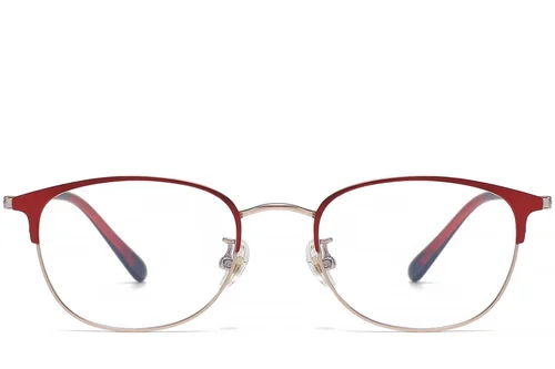 Lunettes ovales en titane rouge #BS1913-0460