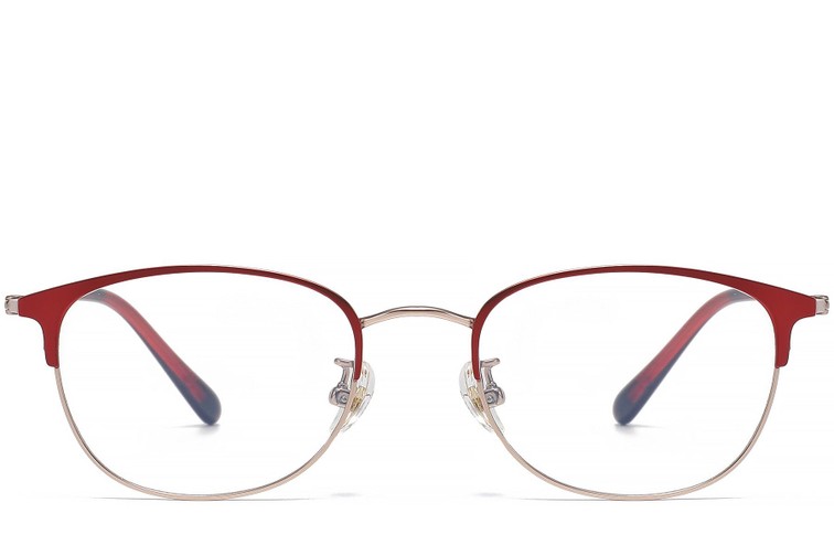 Lunettes ovales en titane rouge #BS1913-0460