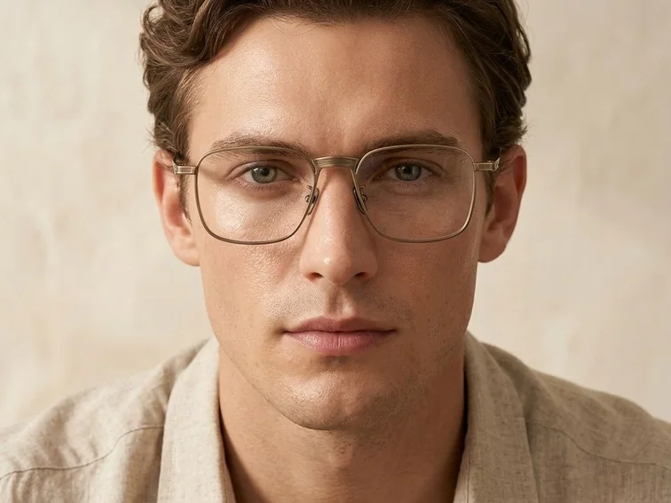 Rectangular Brown Titanium Glasses #BS1913-0462