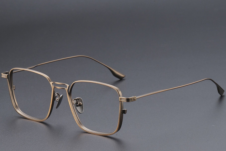 Rectangular Brown Titanium Glasses #BS1913-0462
