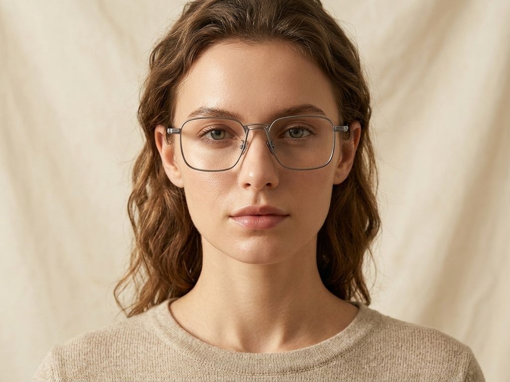 Gafas rectangulares de titanio gris #BS1913-0463