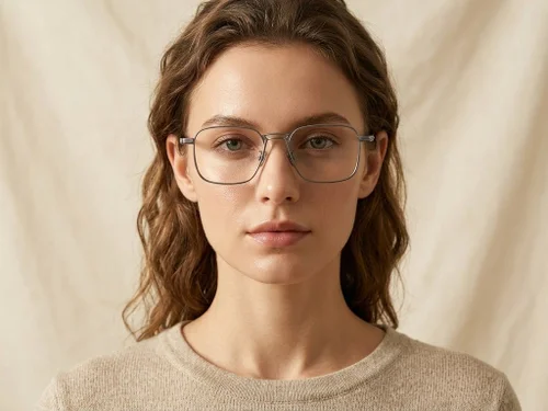 Lunettes rectangulaires en titane gris #BS1913-0463