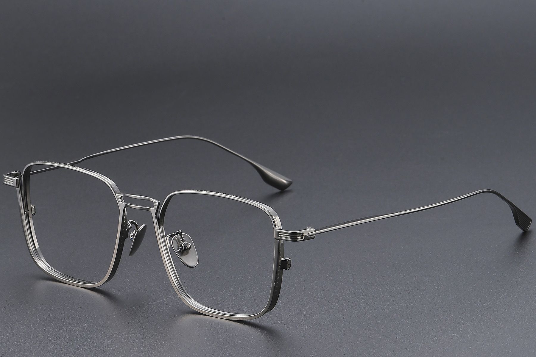 Rectangular Gray Titanium Glasses #BS1913-0463