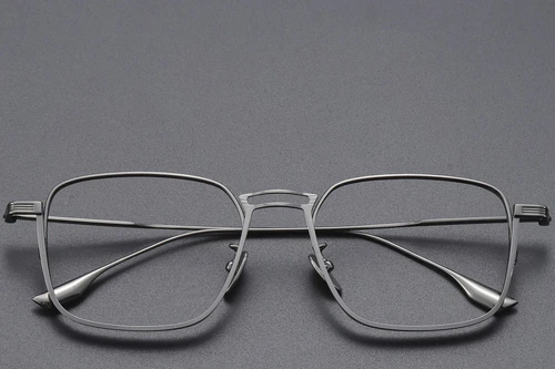 Rectangular Gray Titanium Glasses #BS1913-0463