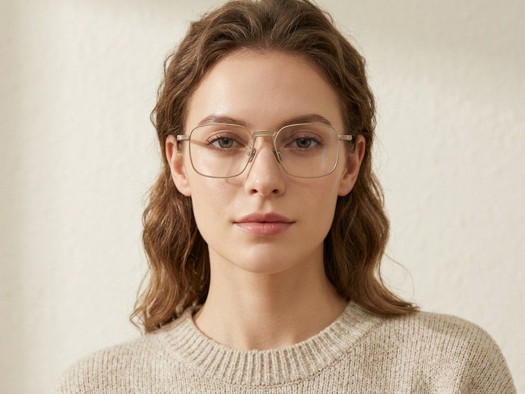 Rectangular Golden Titanium Glasses #BS1913-0464
