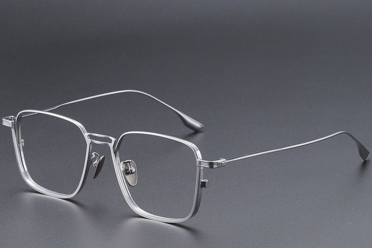 Rechteckige Titanbrille in Silber #BS1913-0465