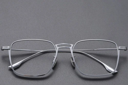 Lunettes rectangulaires en titane argenté #BS1913-0465