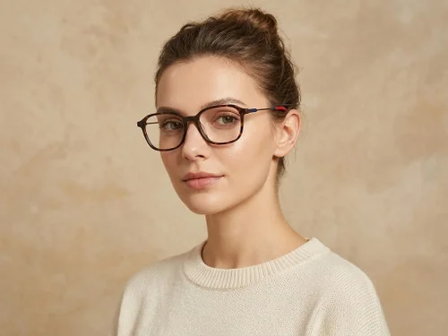 Lunettes rectangulaires en titane écaille de tortue #BS1913-0471