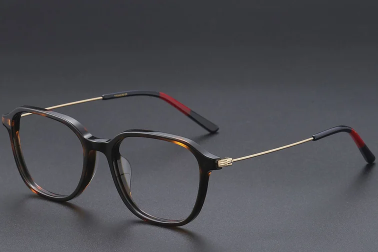 Rectangular Tortoiseshell Titanium Glasses #BS1913-0471