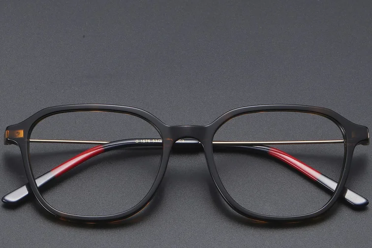 Rectangular Tortoiseshell Titanium Glasses #BS1913-0471