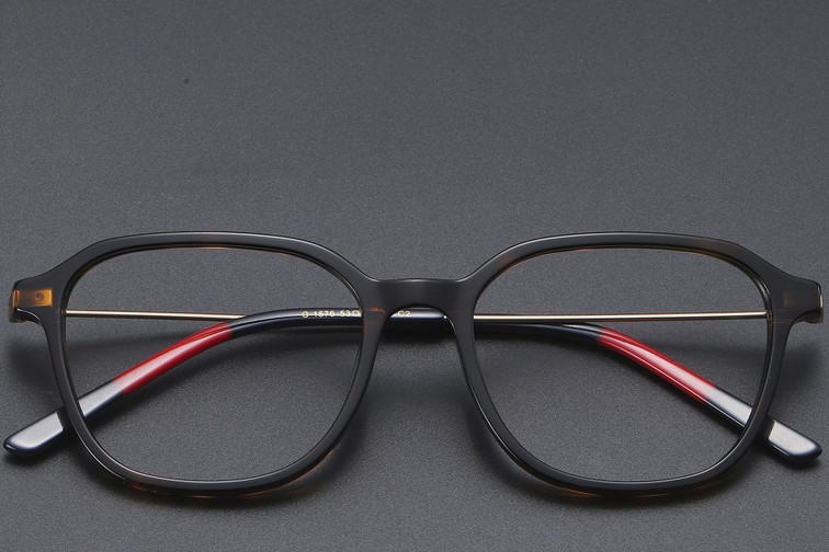 Rectangular Tortoiseshell Titanium Glasses #BS1913-0471