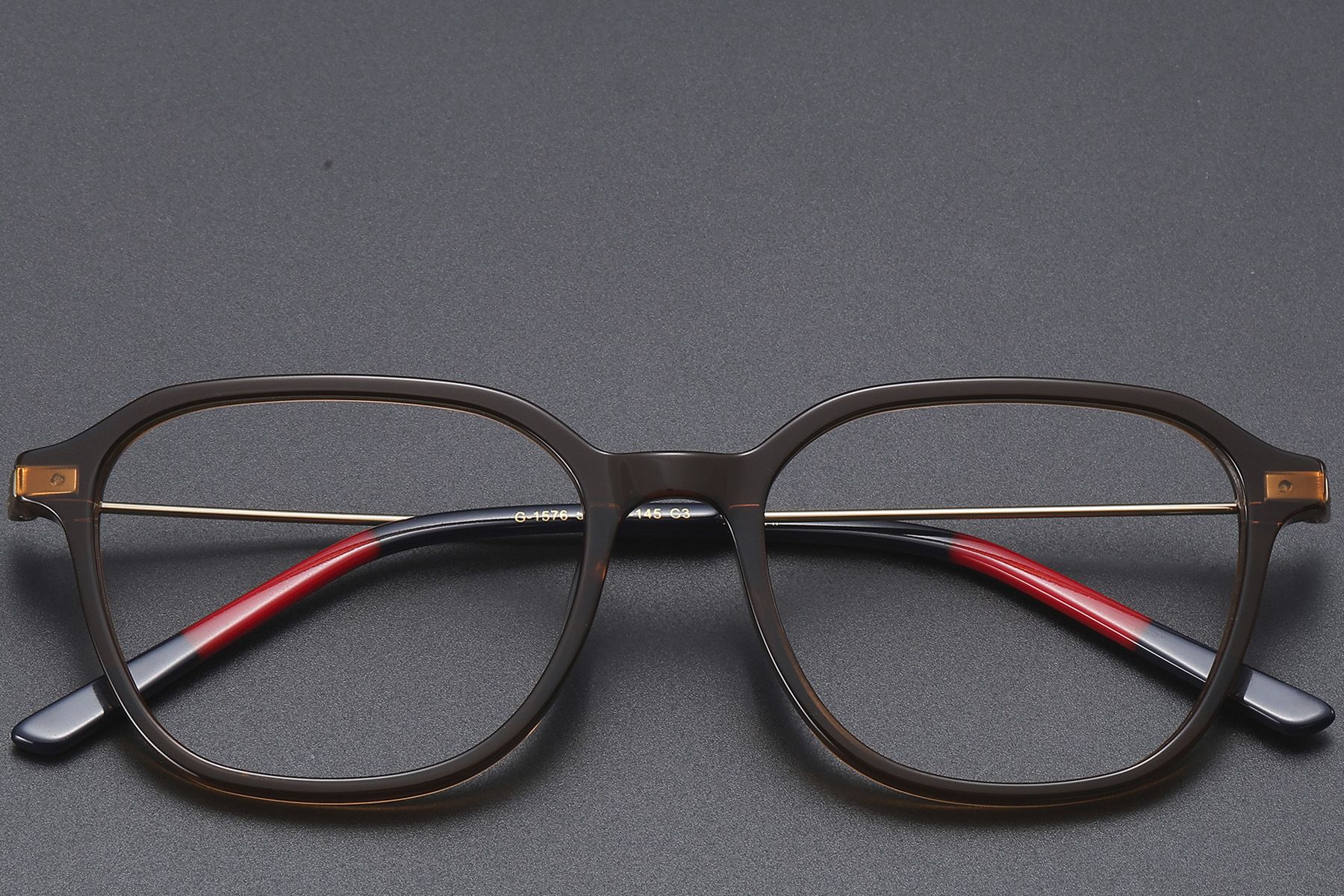 Rechteckige braune Titanbrille #BS1913-0472