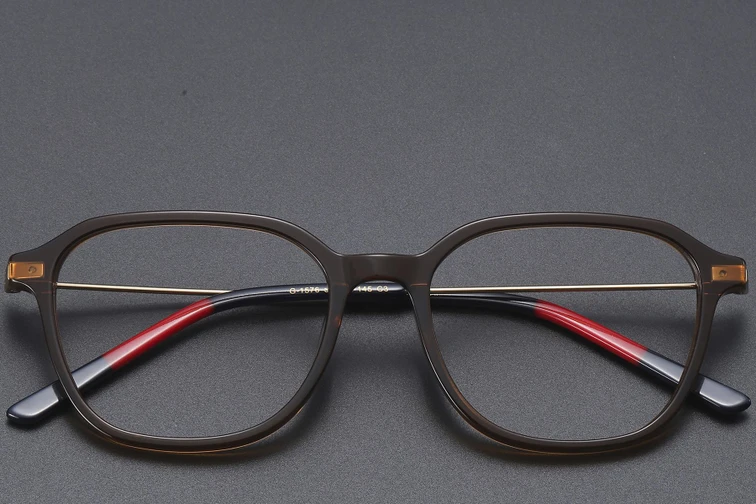 Rectangular Brown Titanium Glasses #BS1913-0472