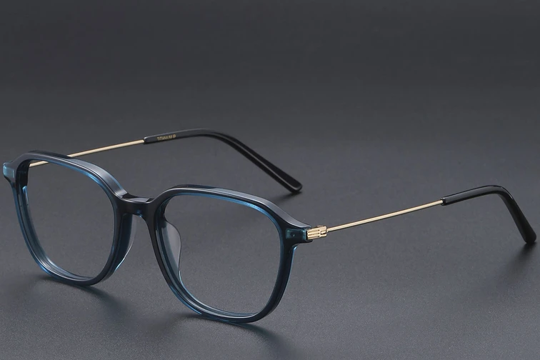 Rechteckige blaue Titanbrille #BS1913-0473