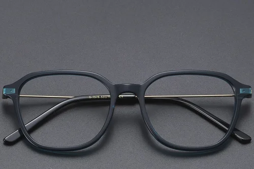 Lunettes rectangulaires en titane bleu #BS1913-0473